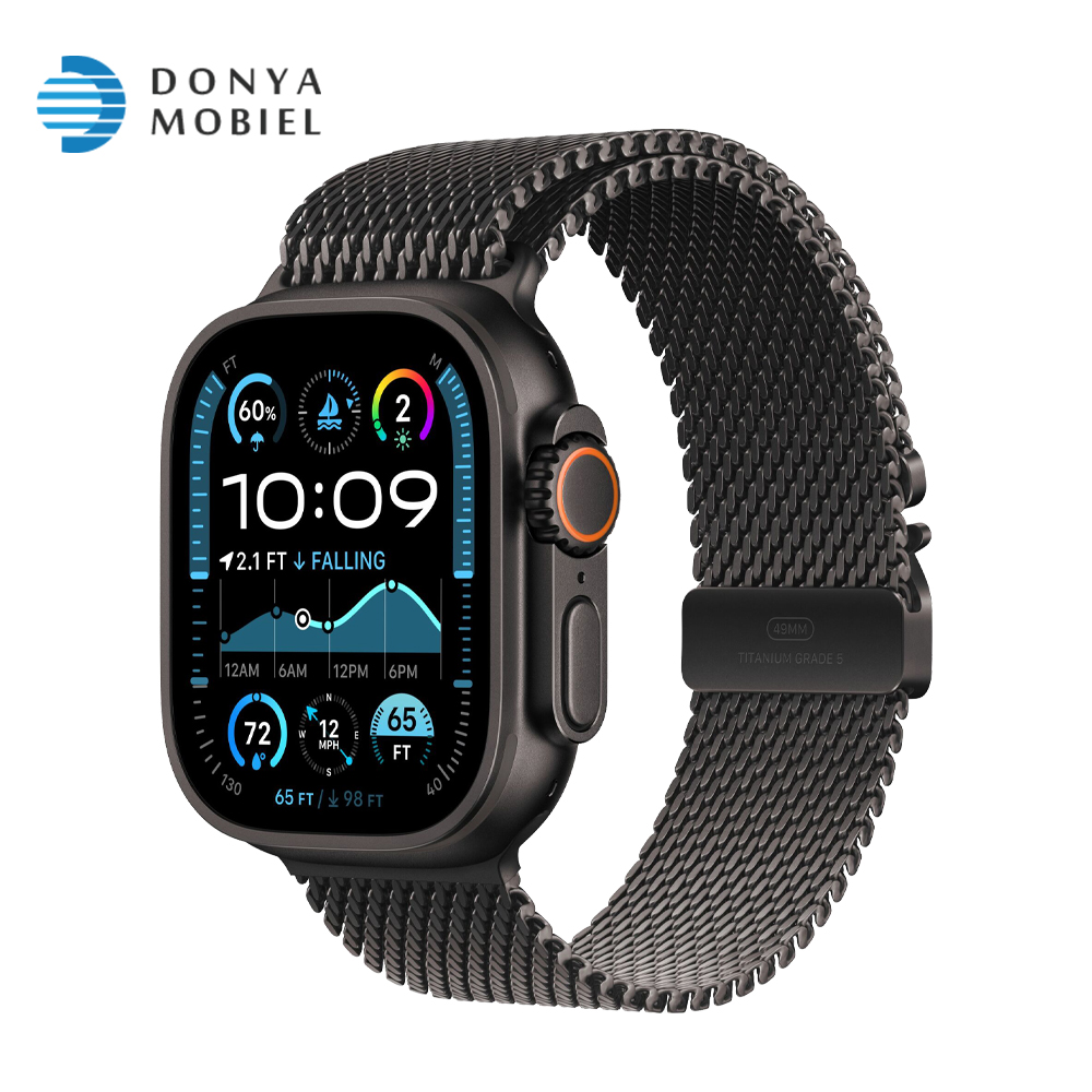 اپل واچ اولترا 2 جدید iWatch Ultra 2 New 49mm بند Titanium Milanese Loop مشکی / بدنه مشکی