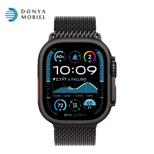 اپل واچ اولترا 2 جدید iWatch Ultra 2 New 49mm بند Titanium Milanese Loop مشکی / بدنه مشکی