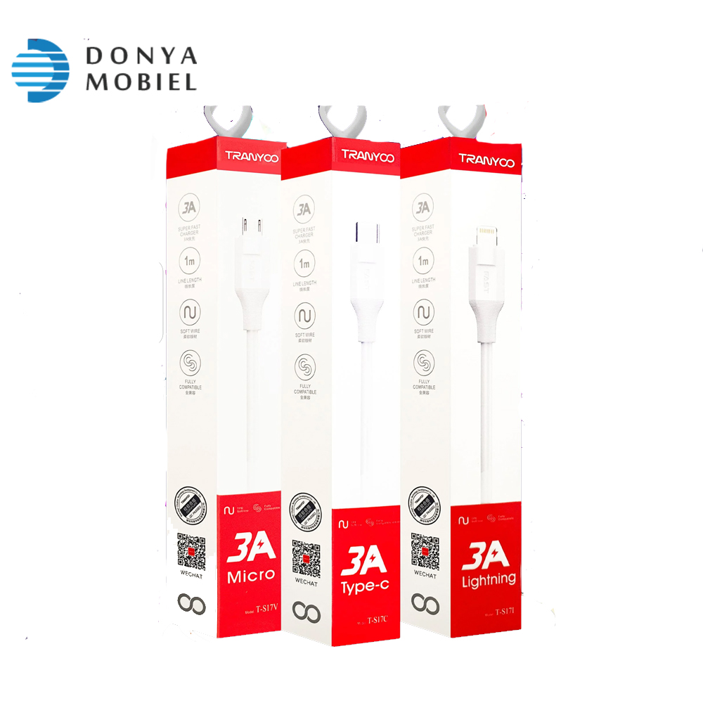 کابل شارژ و دیتا Type C فست 1 متری Tranyoo T-S17C 3A